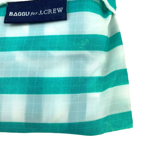 Baggu For J.Crew Blue White Stripes Standard Reusable Tote Bag Foldable Unused - Picture 2 of 4